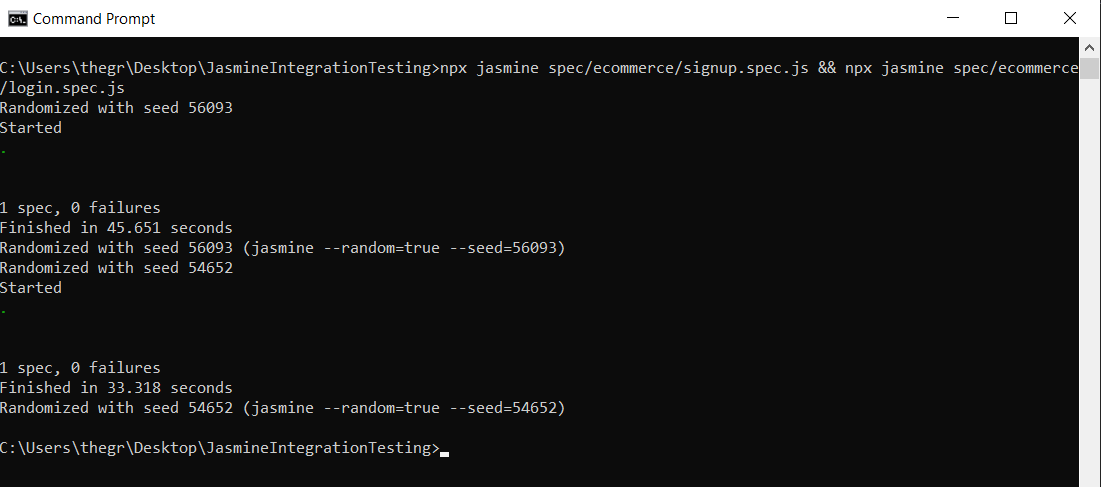 Jasmine Integration Testing