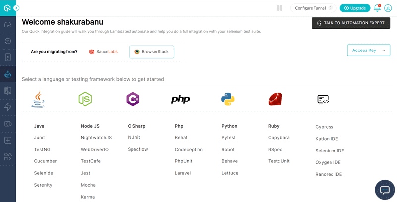 automation testing dashboard