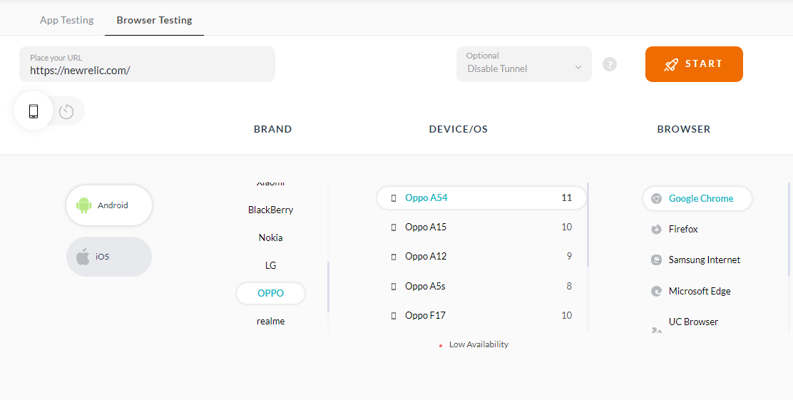 Browser Testing of newrelic.com