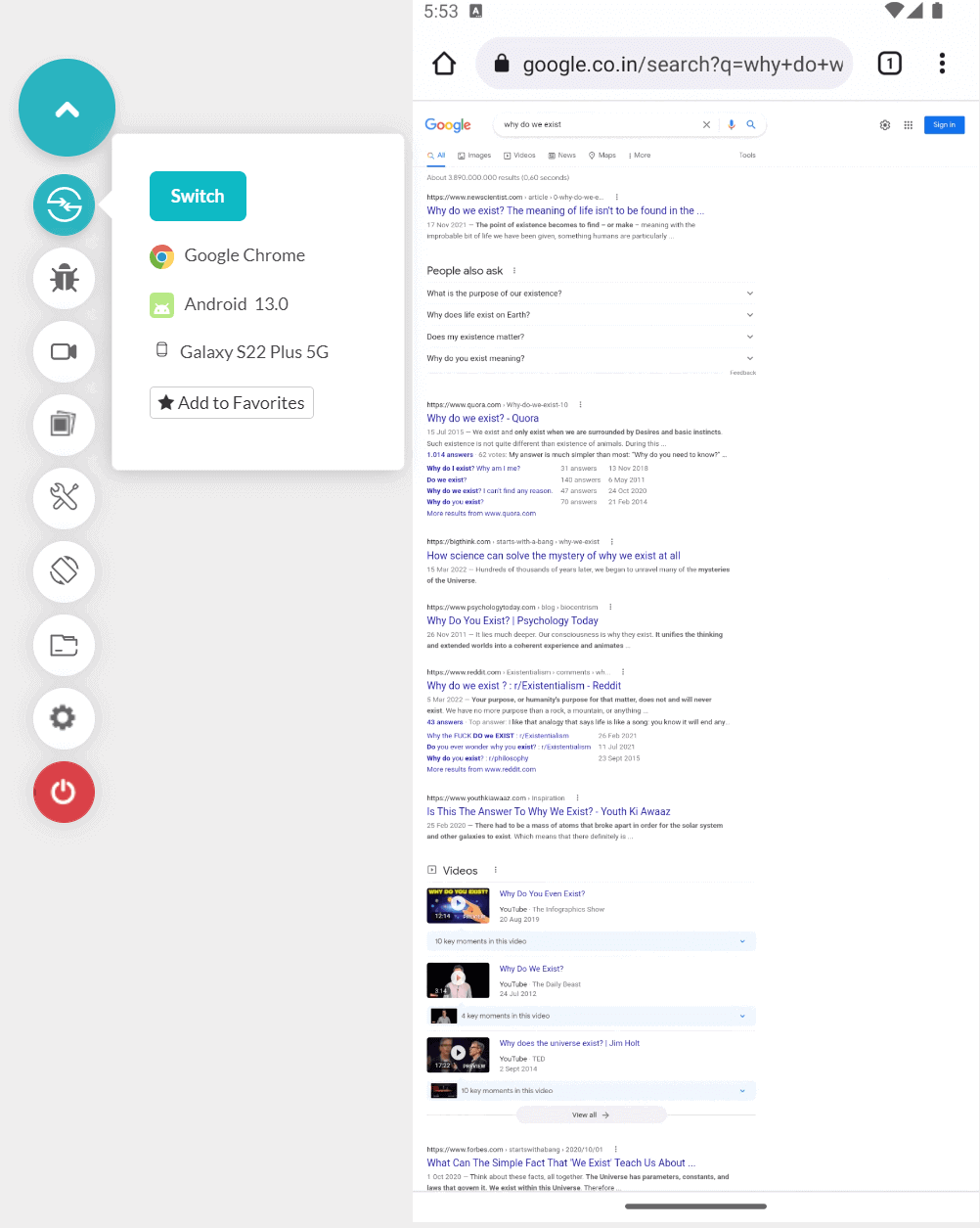 desktop version of a Google search page platform