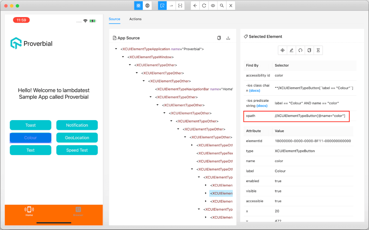 element type button page