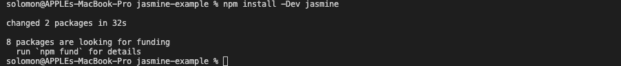 npm install –Dev jasmine