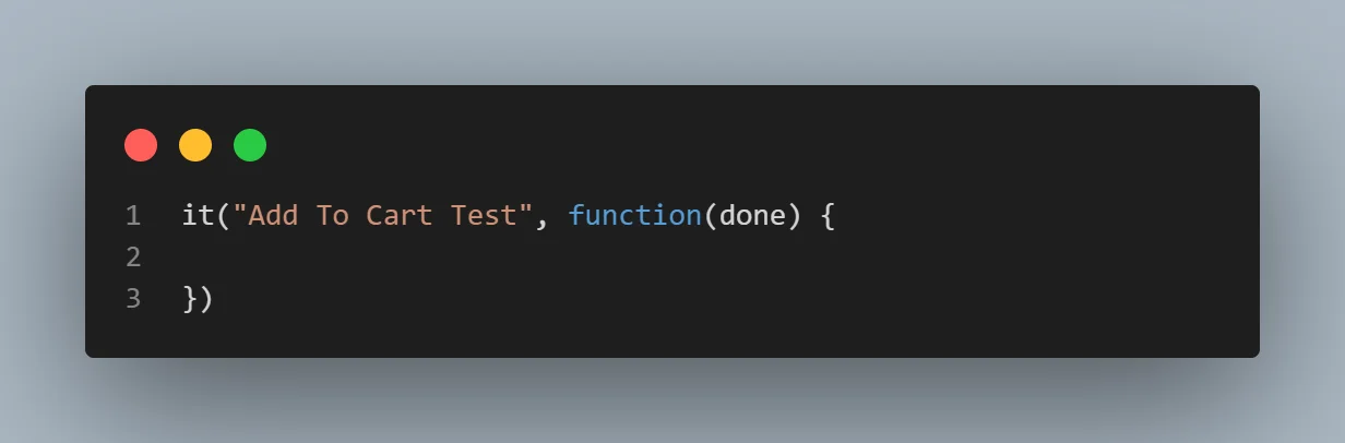  Add To Cart Test is created using an it block