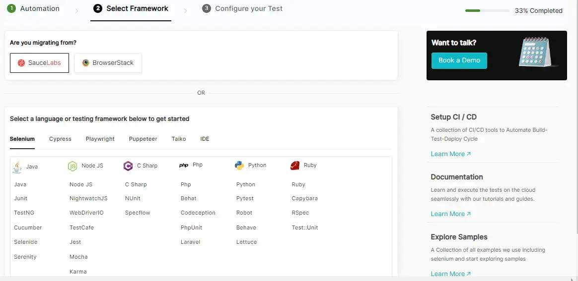 Choose Configure Test Suite