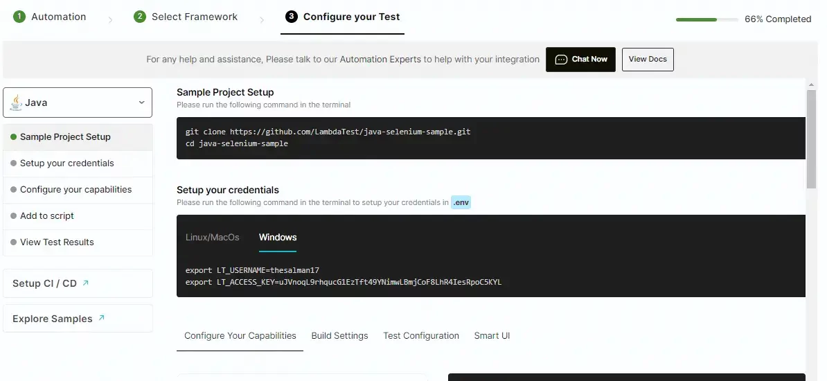 Configure your test settings