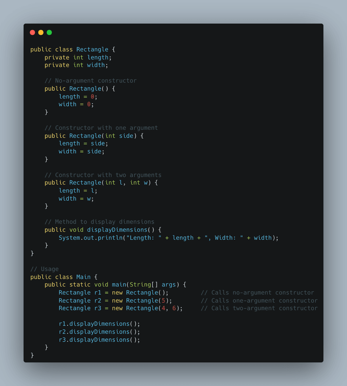  demonstrating constructor overloading