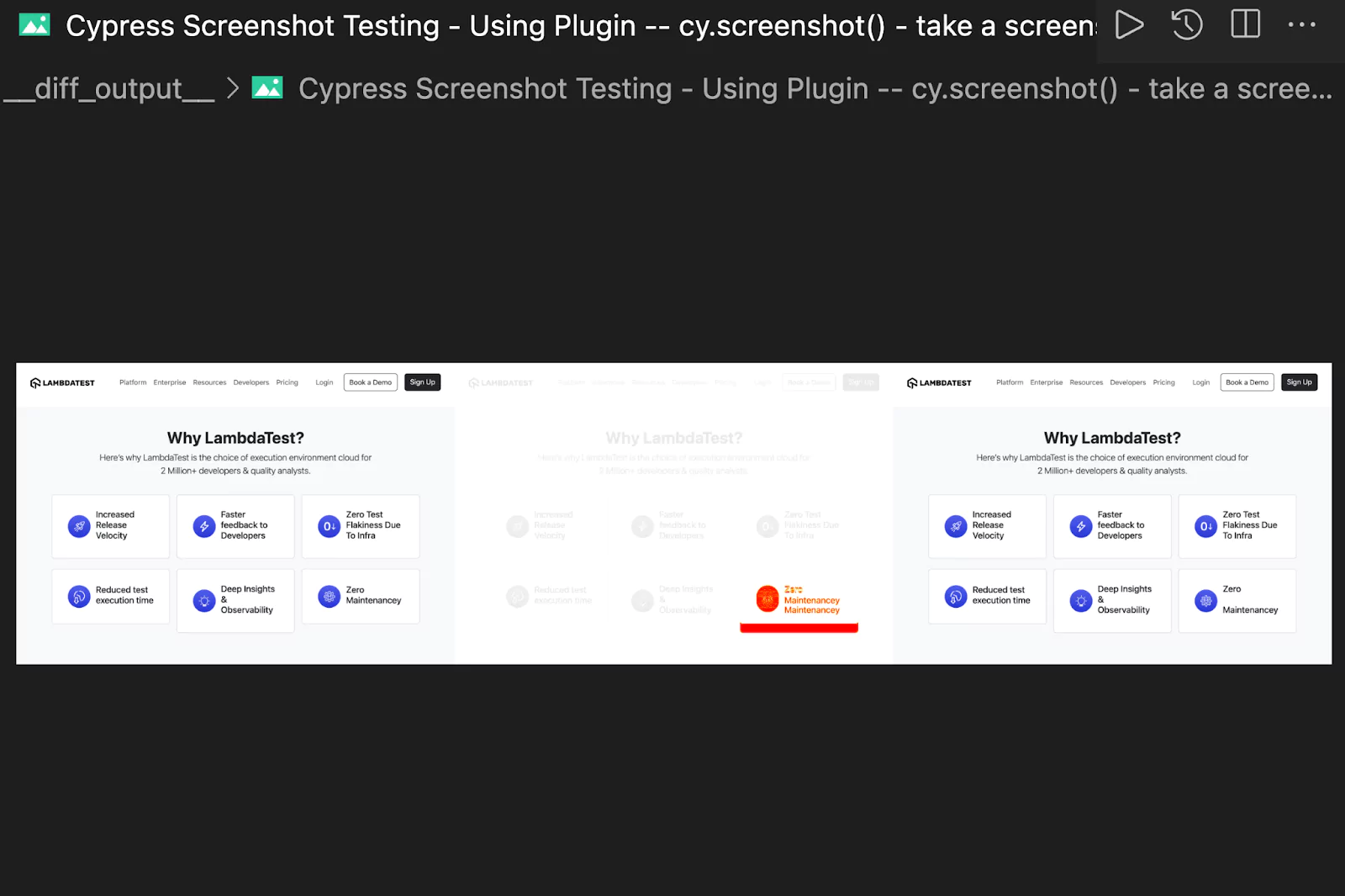  displaying the highlighted differences in red