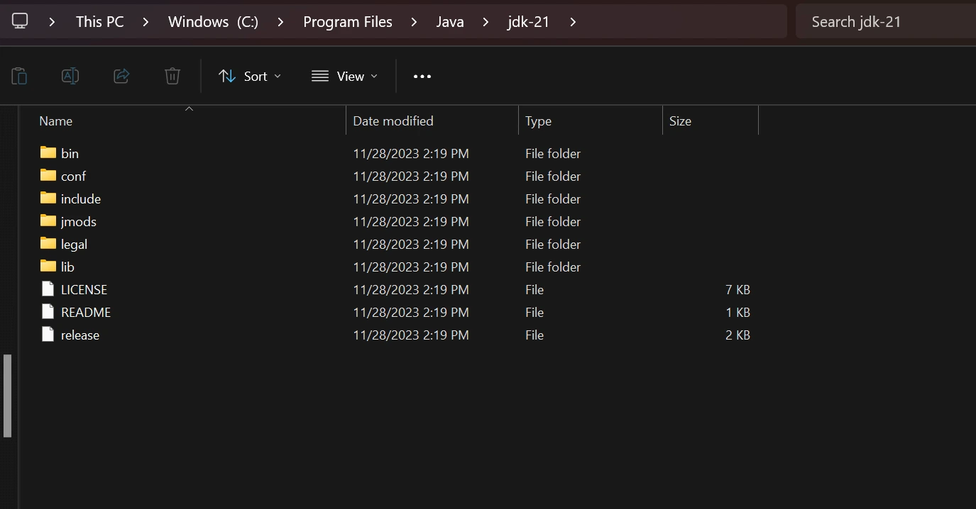 exe file to install Java on the system