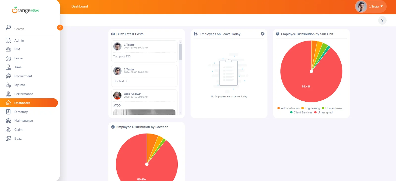 Illustration of successful login to the HRM portal