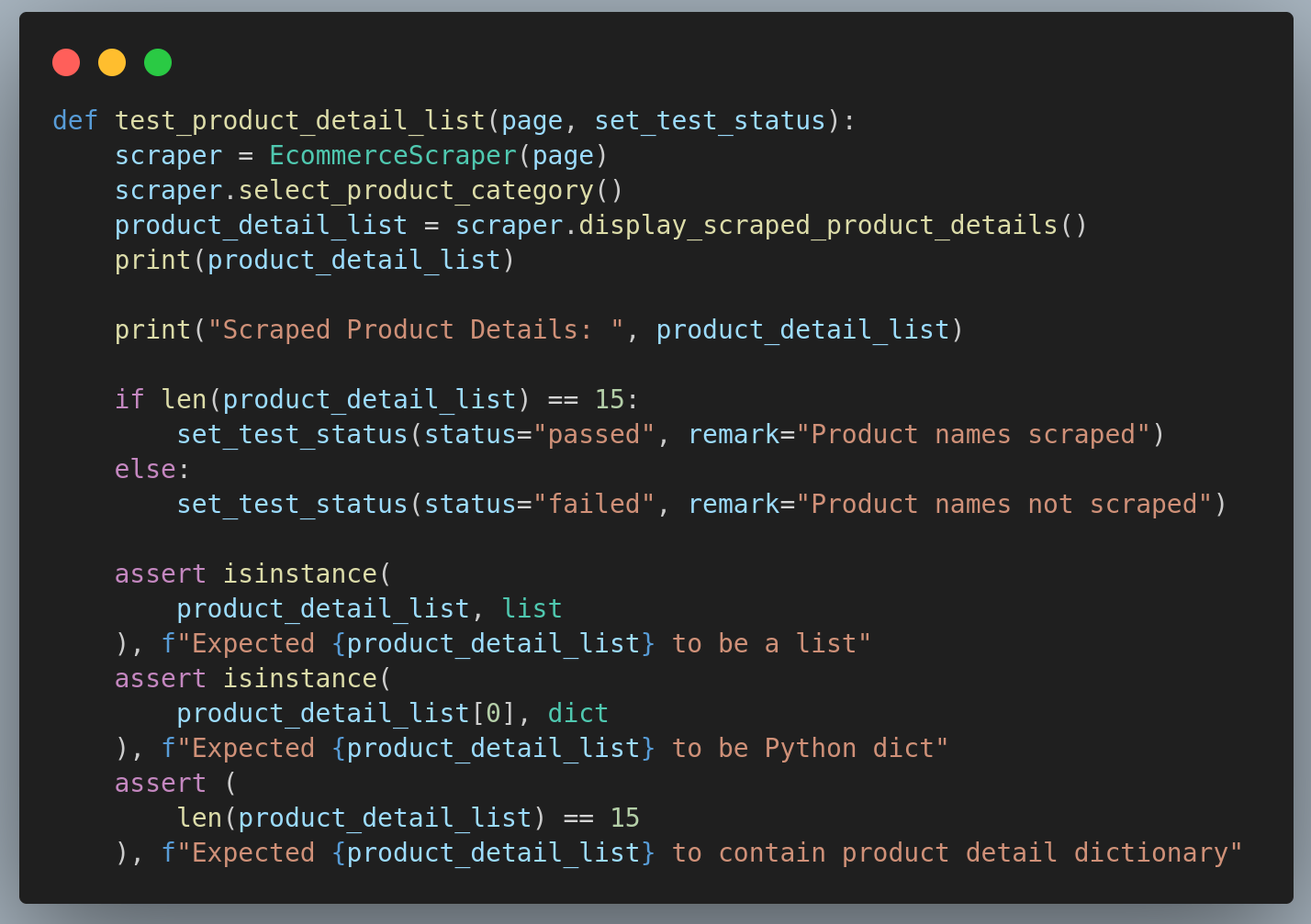 items in the product_detail_list are Python dictionaries