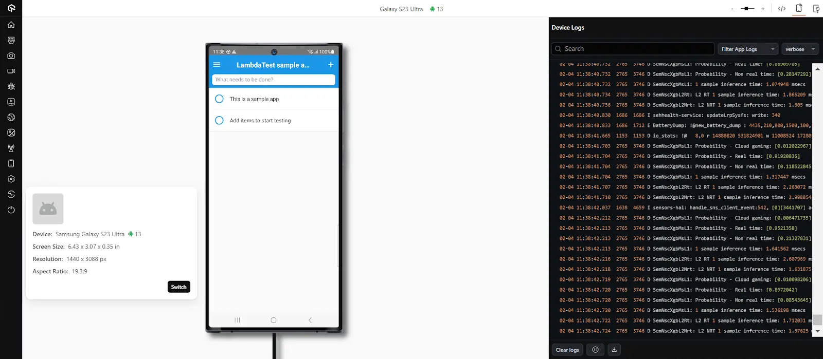 mobile app testing on real devices