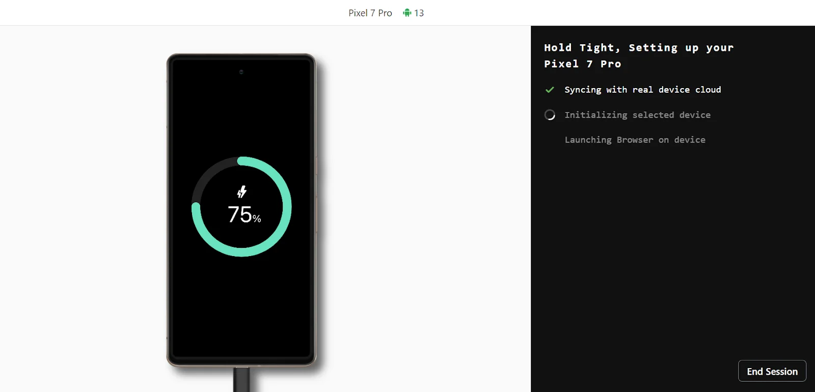 perform the testing with the selected configuration