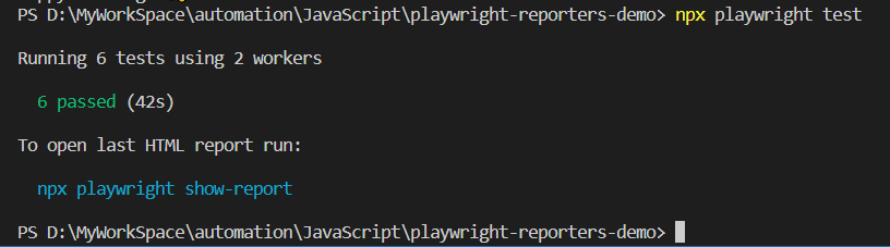 Playwright Reporting npx playwright test