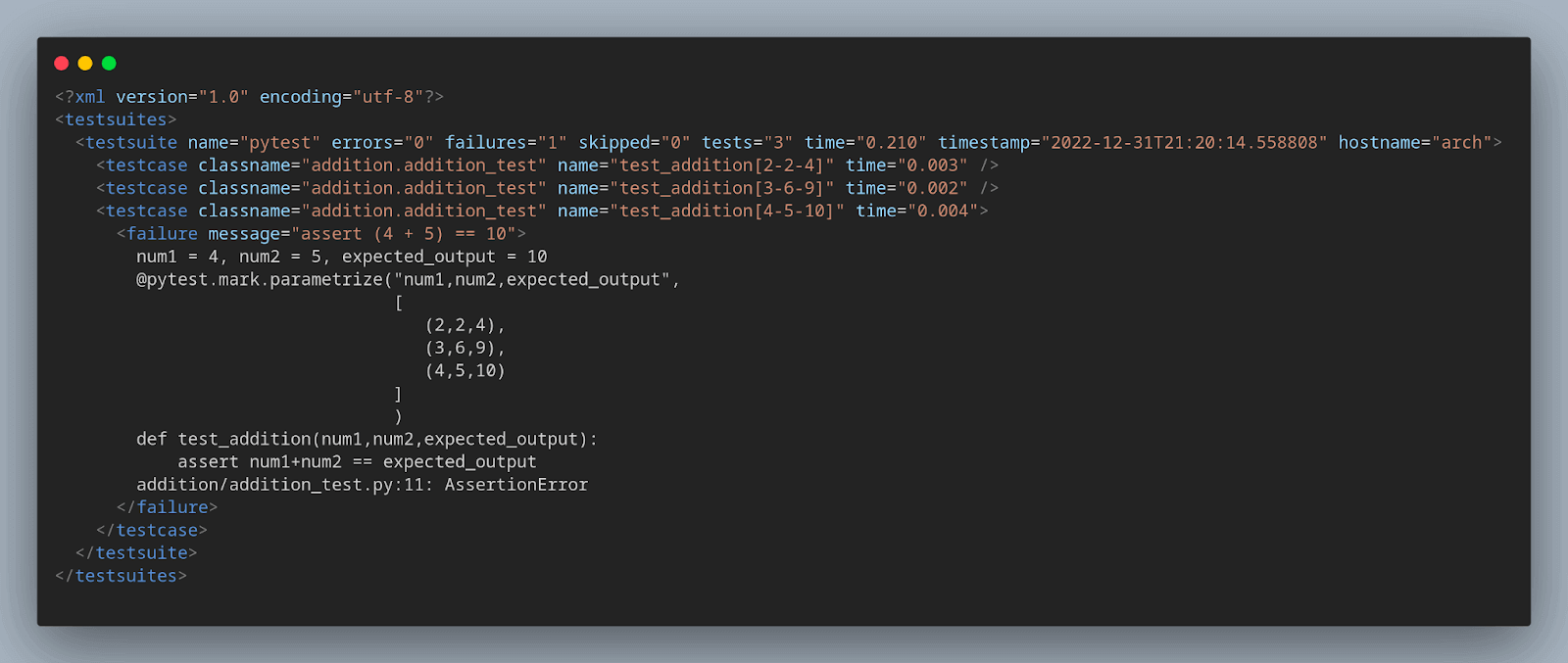 pytest-junitxmltest-results-xml