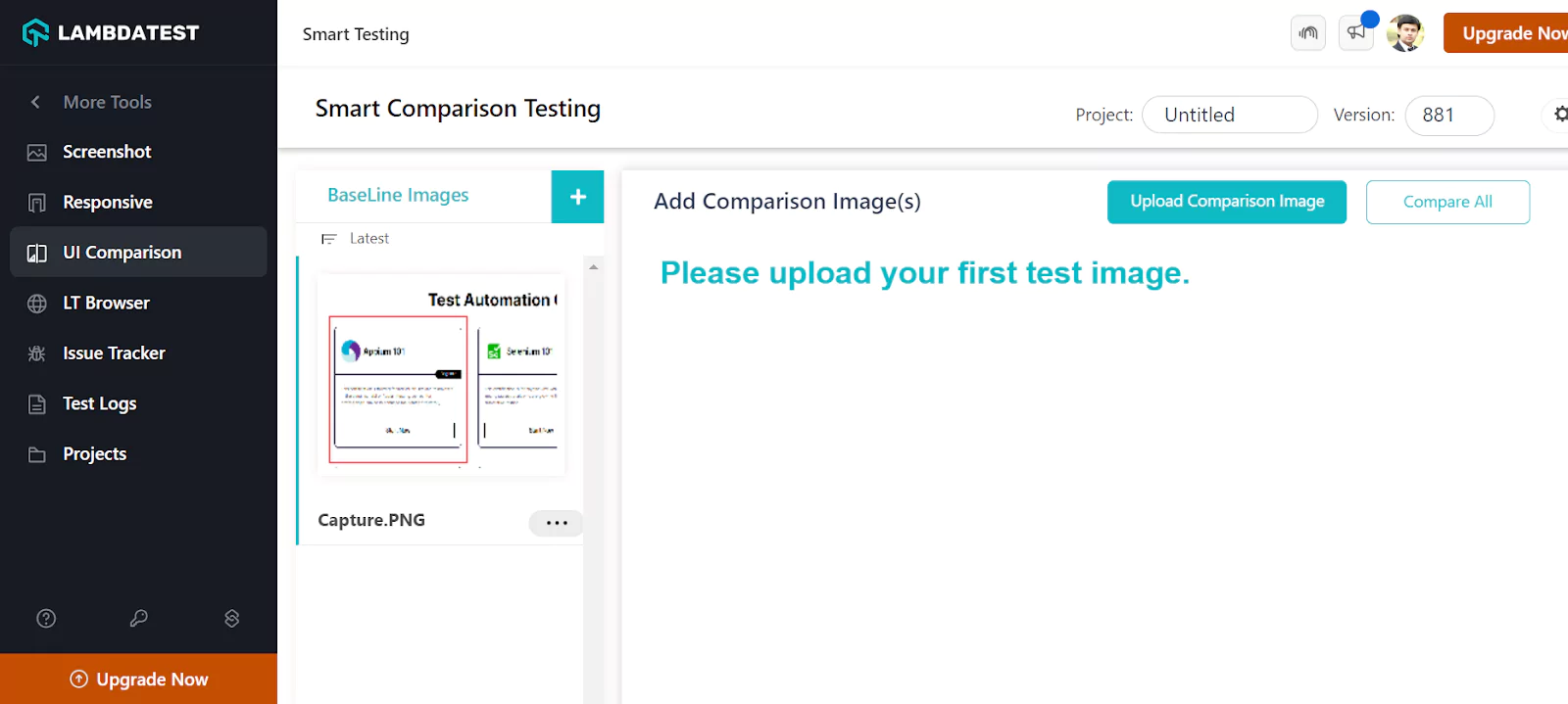 Step 4: Upload a baseline image