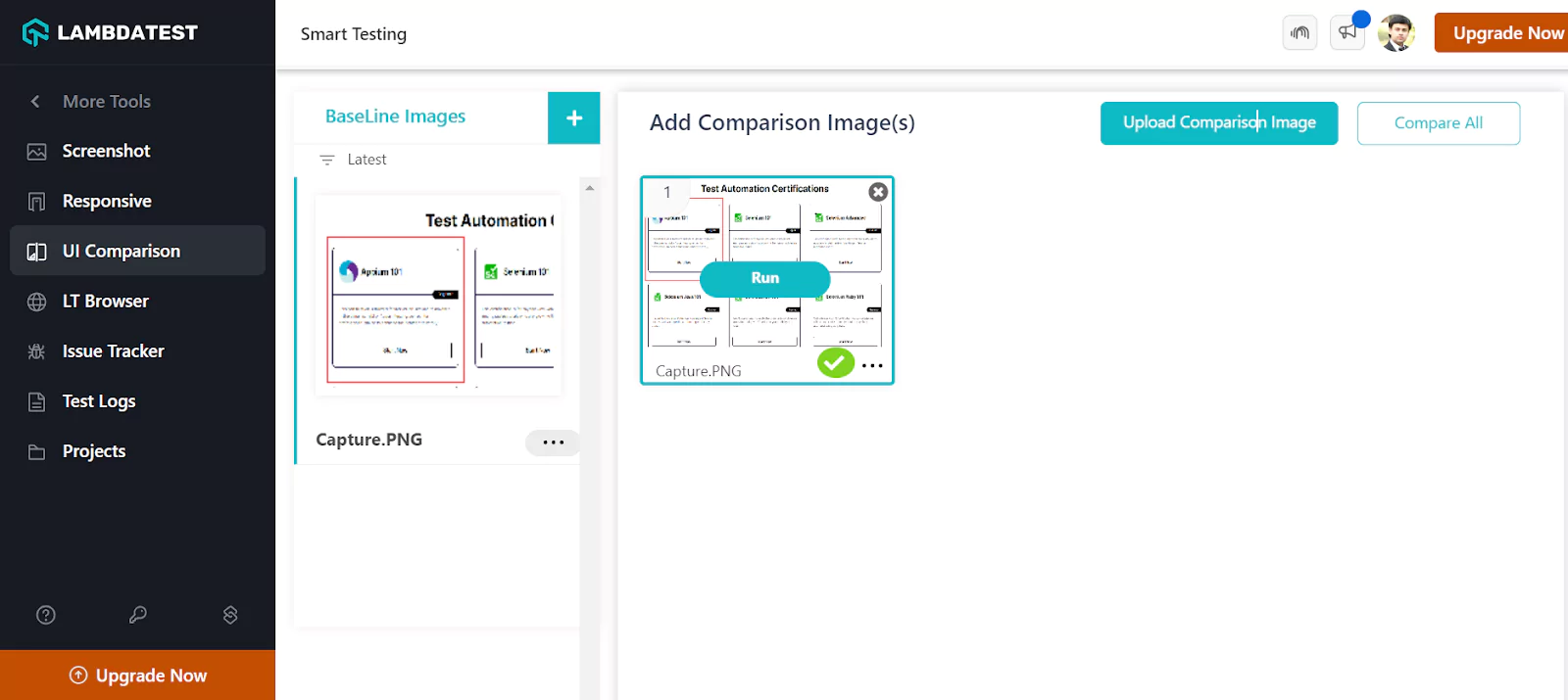 Step 6: Once your comparison image is uploaded