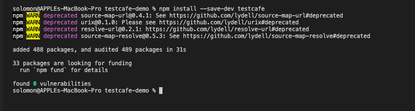 TestCafe Tutorial npm install --save-dev testcafe