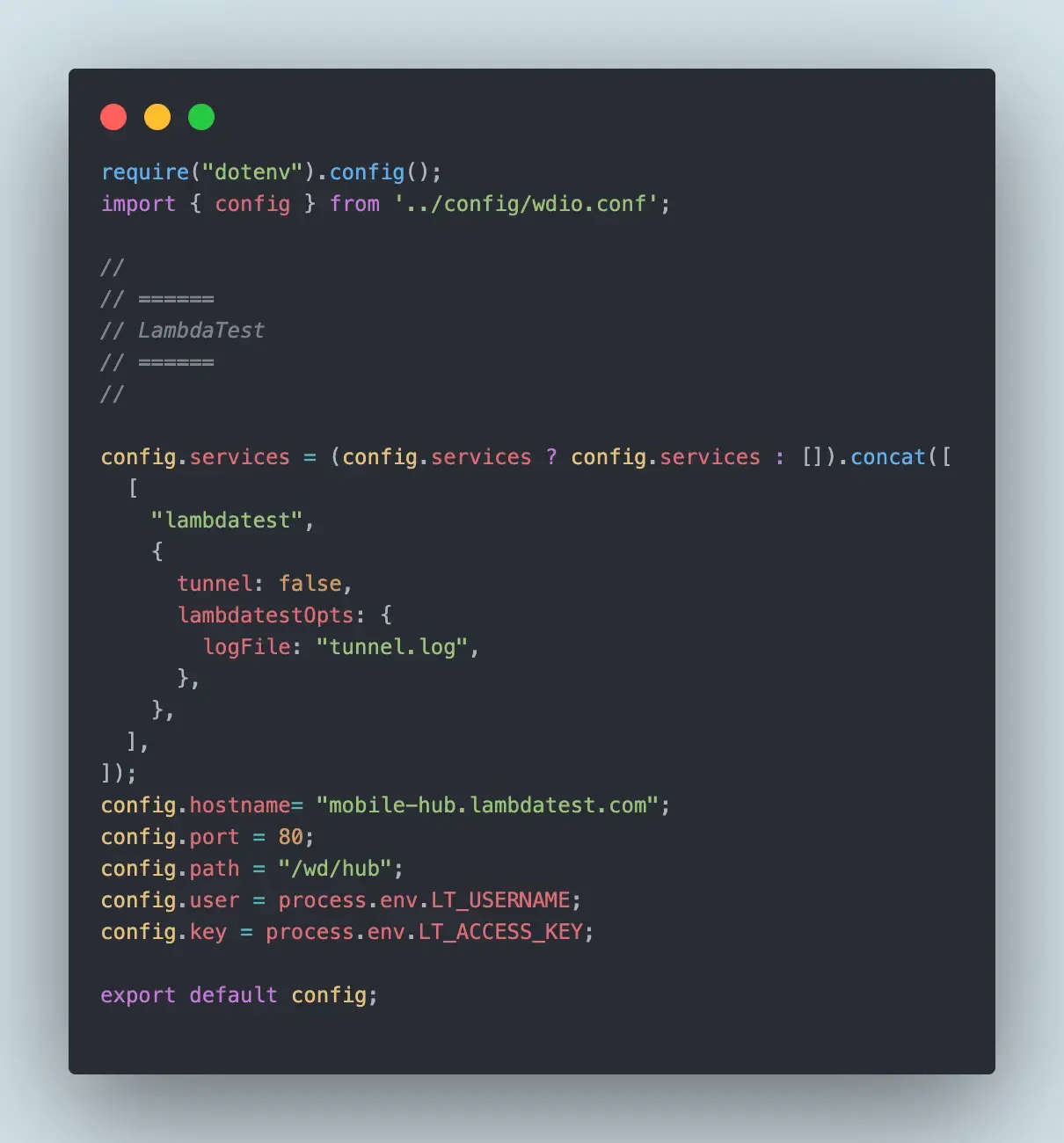 tunnel configurations, hostname, port, username, access key