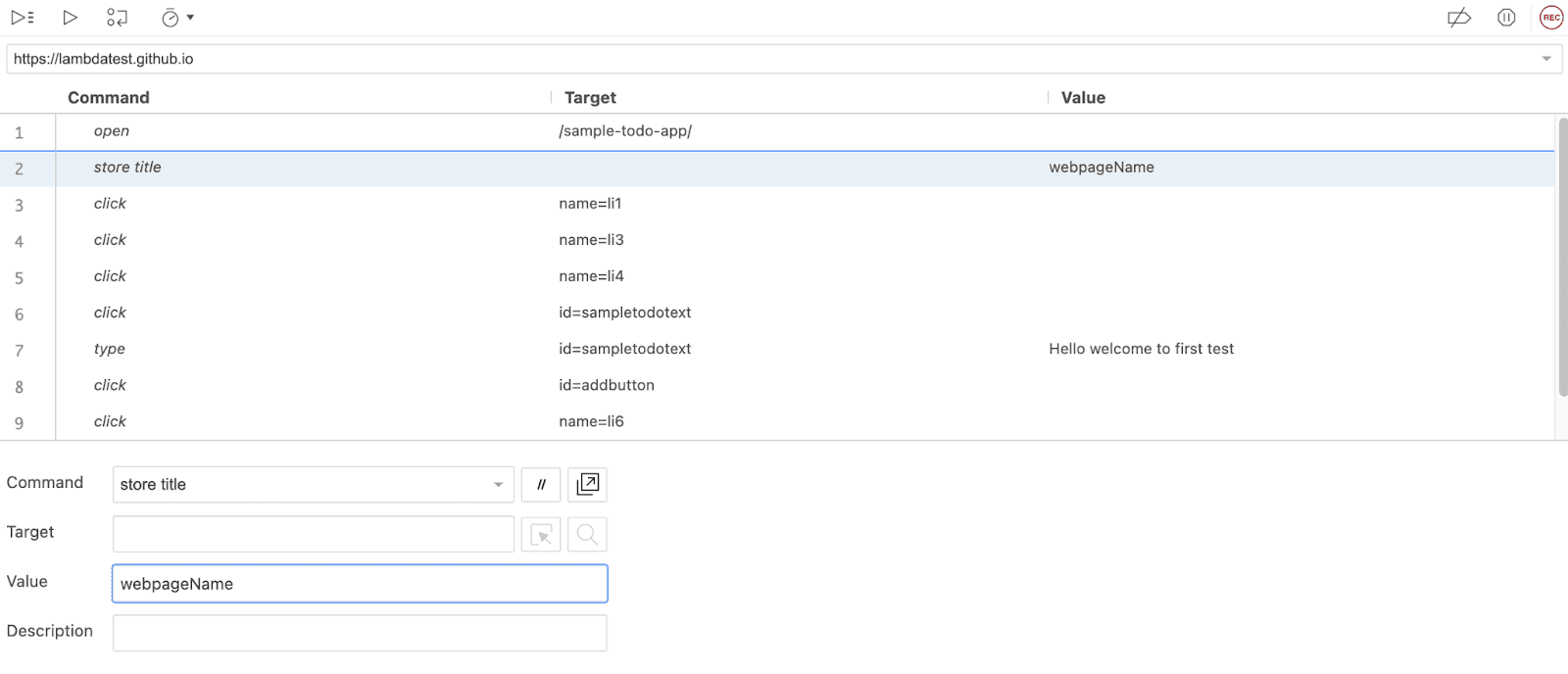 value input field. Here the variable name is