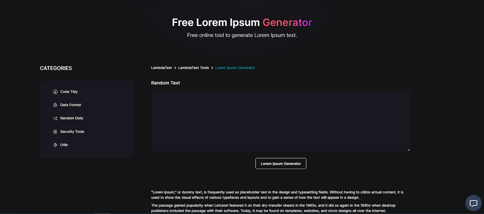 Lorem Ipsum Generator