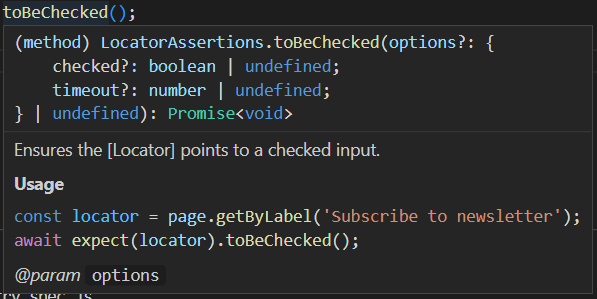 Parameters Playwright Locator Assertions