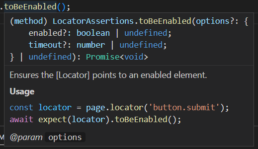 Parameters toBeEnabled