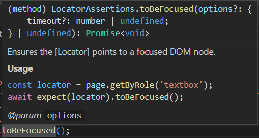 Parameters toBeFocused