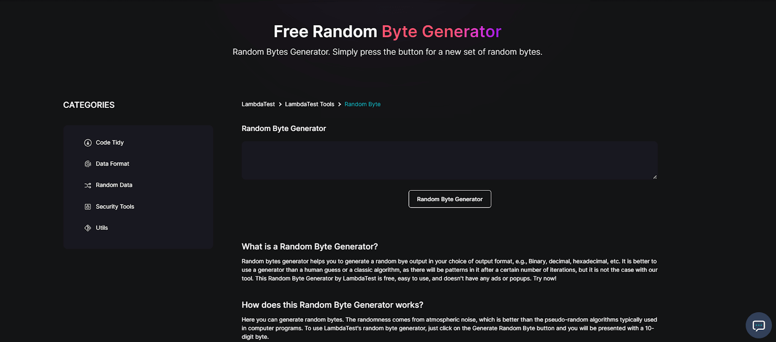 Random Byte Generator