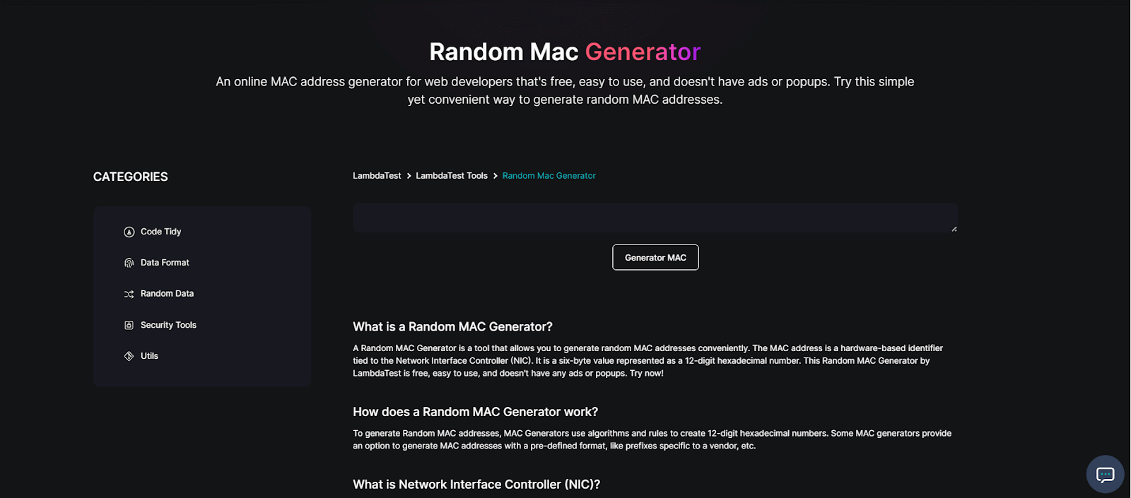 Random MAC Generator