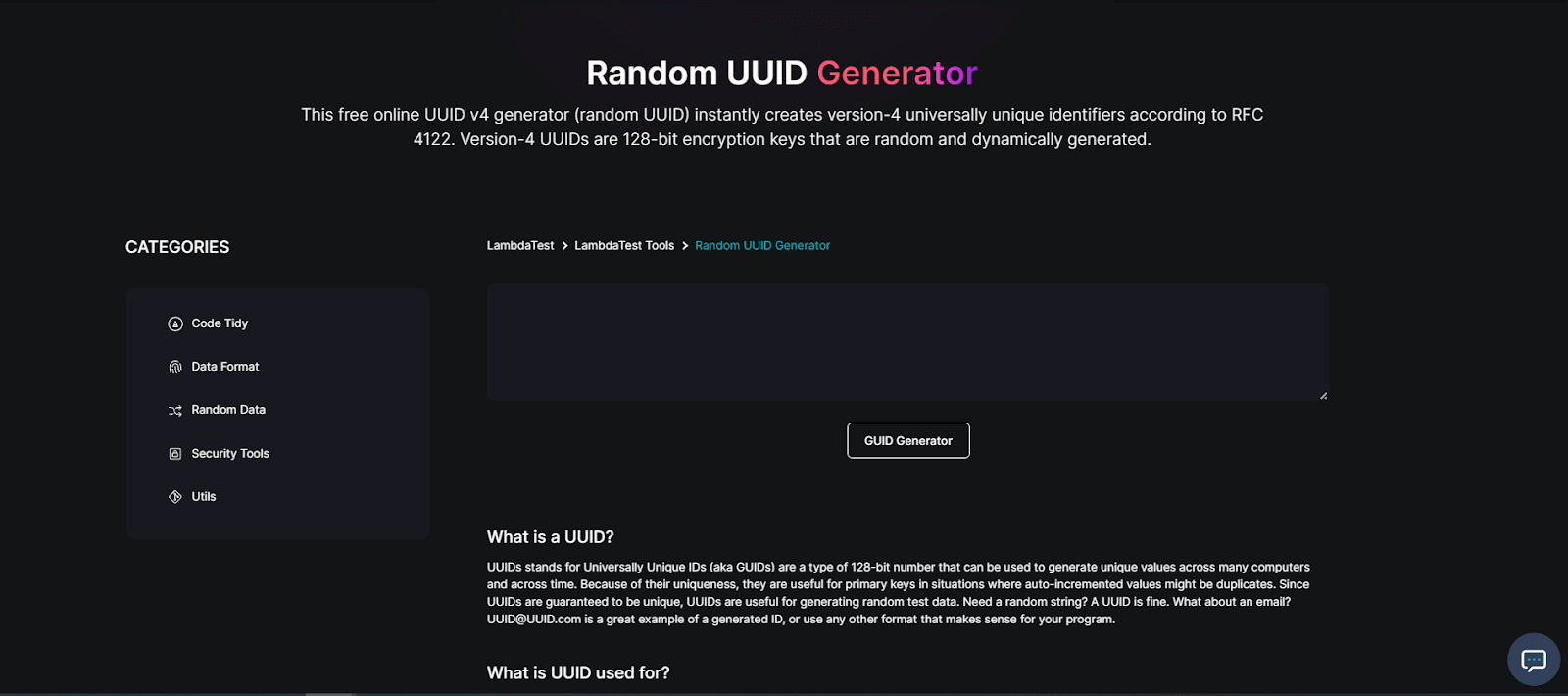 Random UUID Generator