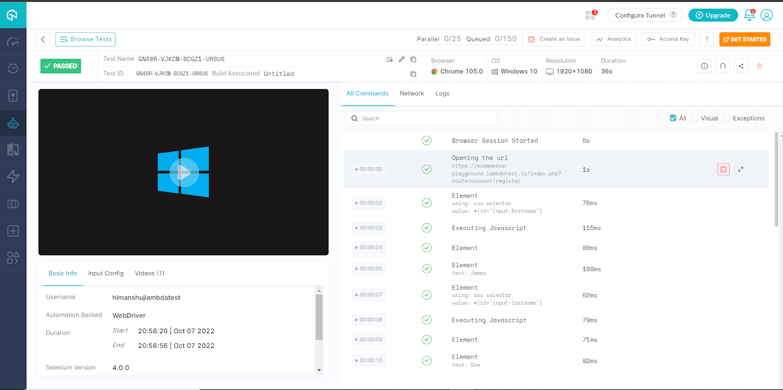 redirected automation dashboard unit testing