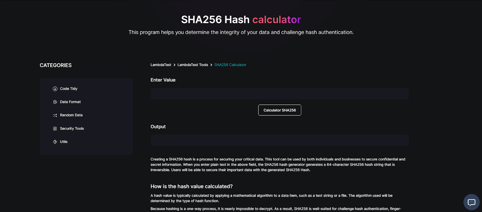 SHA256 Hash Calculator