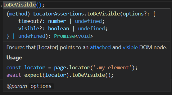 tobevisible parameters