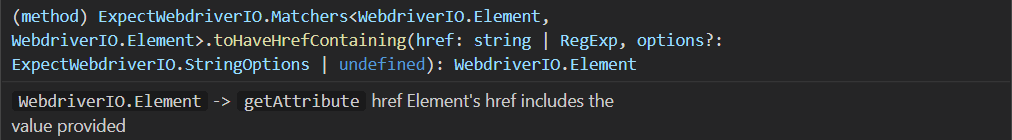 toHaveHrefContaining Parameters