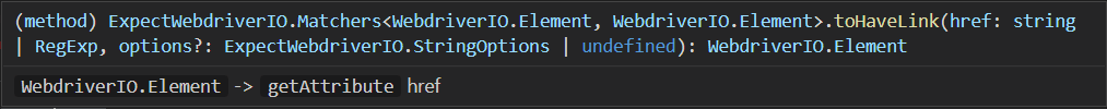 toHaveLink Parameters