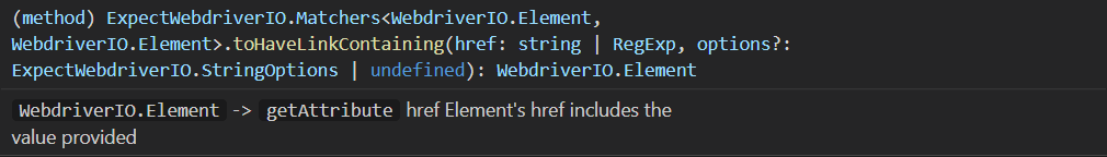 toHaveLinkContaining Parameters