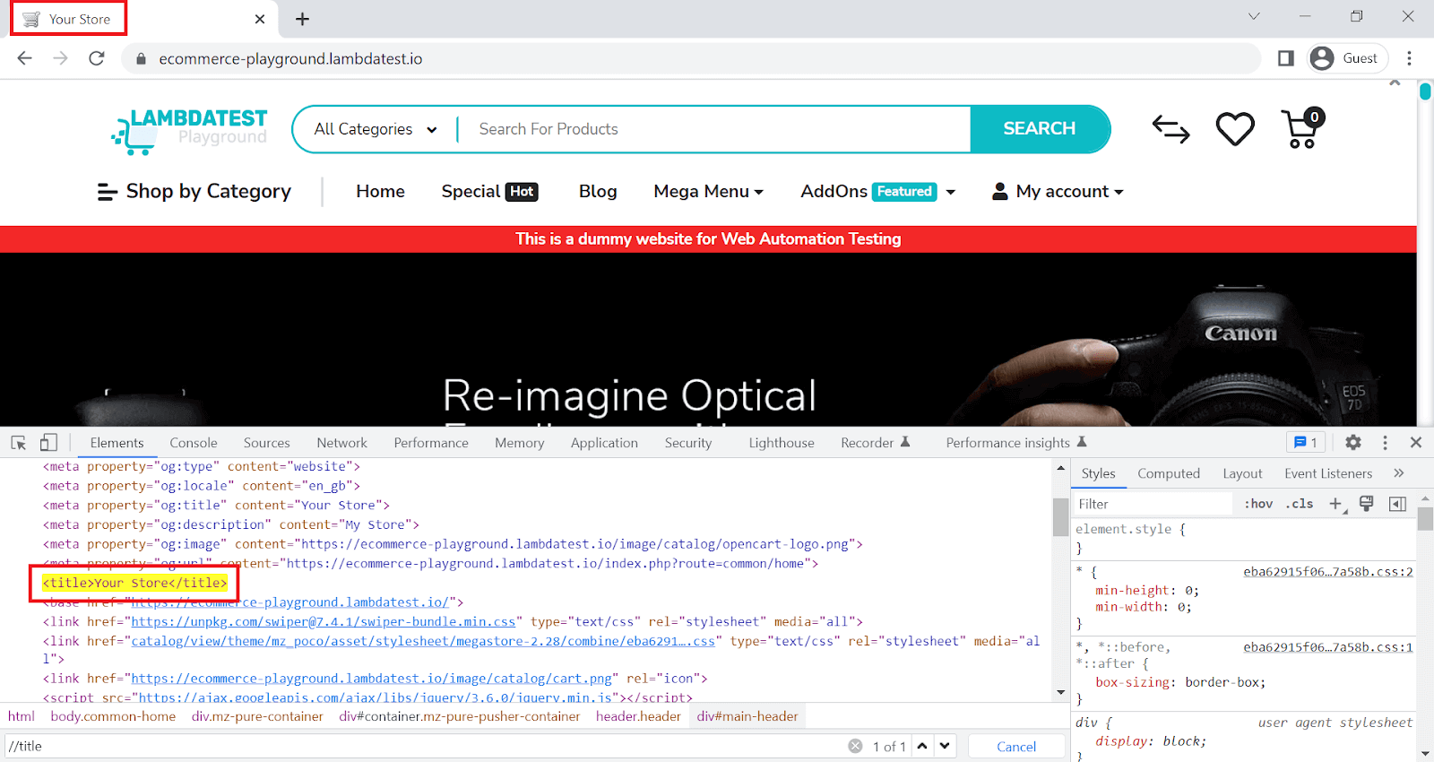 WebdriverIO Assertions toHaveTitle Implementation