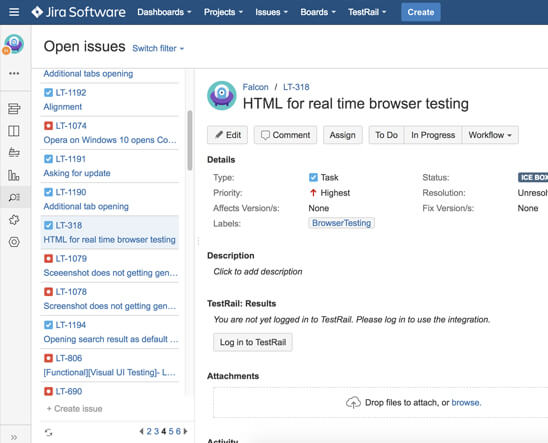 LambdaTest Jira integration