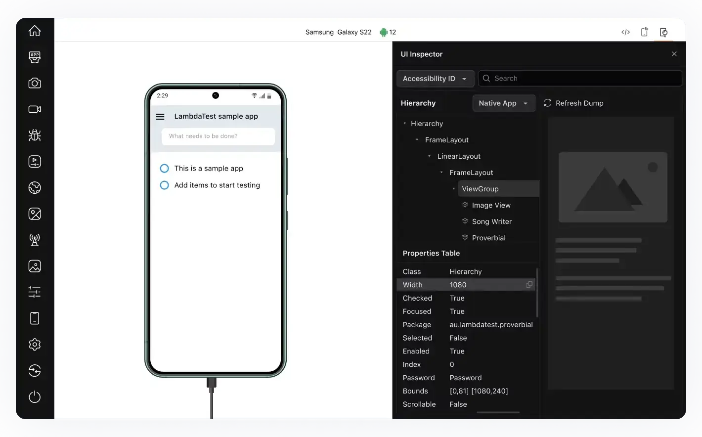 Inspect with Intelligent UI Inspector in Mobile Test Lab