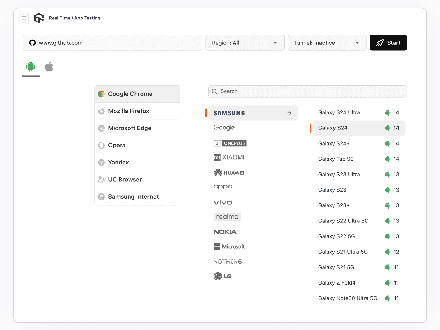 Live Testing on Mobile Emulators Online