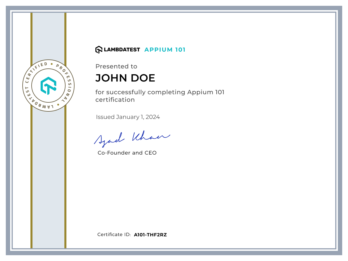 Appium 101 Certification