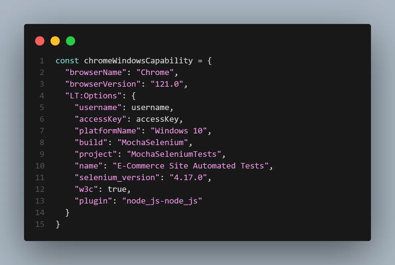 LambdaTest Selenium Grid Capabilities