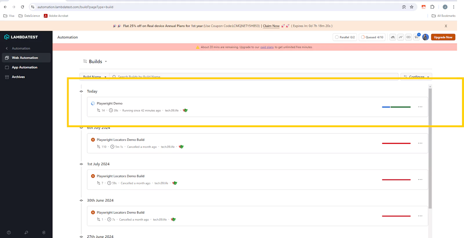 Web Automation Dashboard