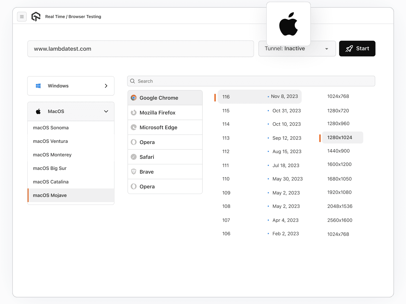 Test MacOS Mojave Browser Compatibility