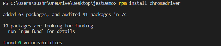 npm install -g chromedriver