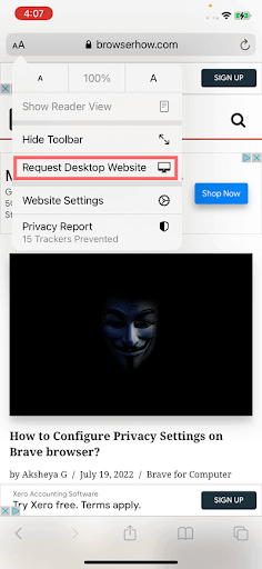 How to request desktop sites on iPhone