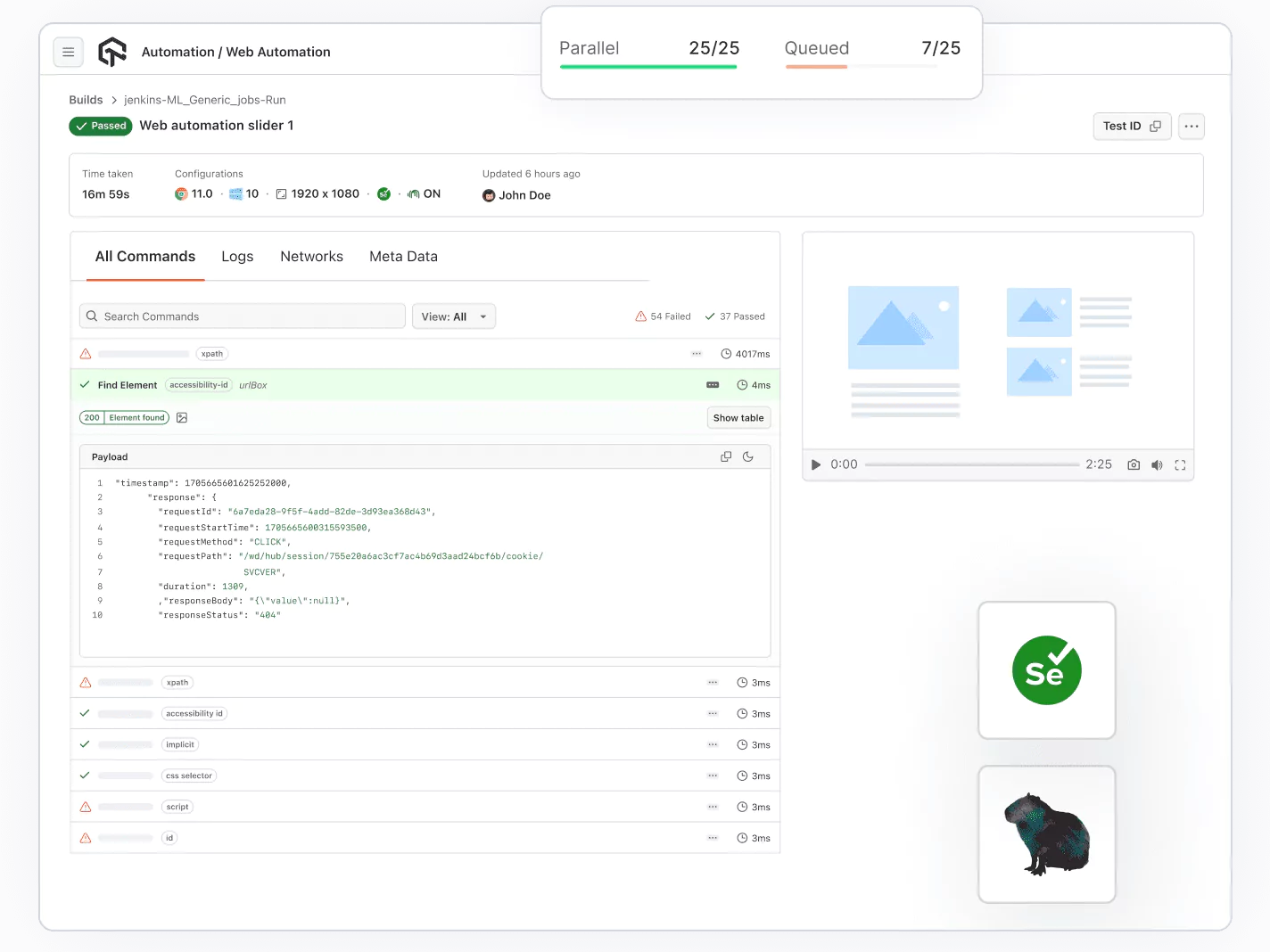 Split test load with an online Selenium Grid and Capybara.