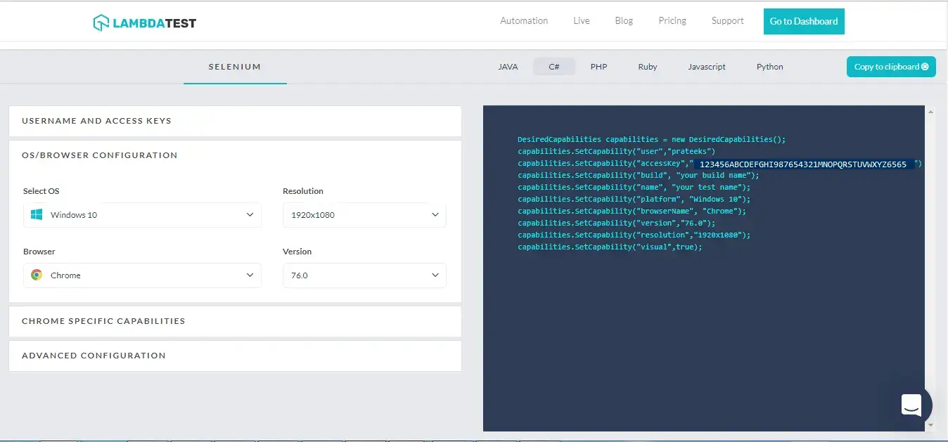 Selenium Capability Generator.