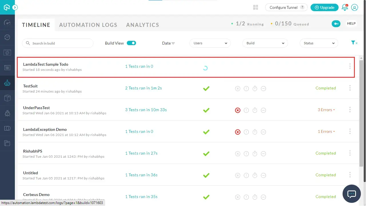 Test Automation Dashboard