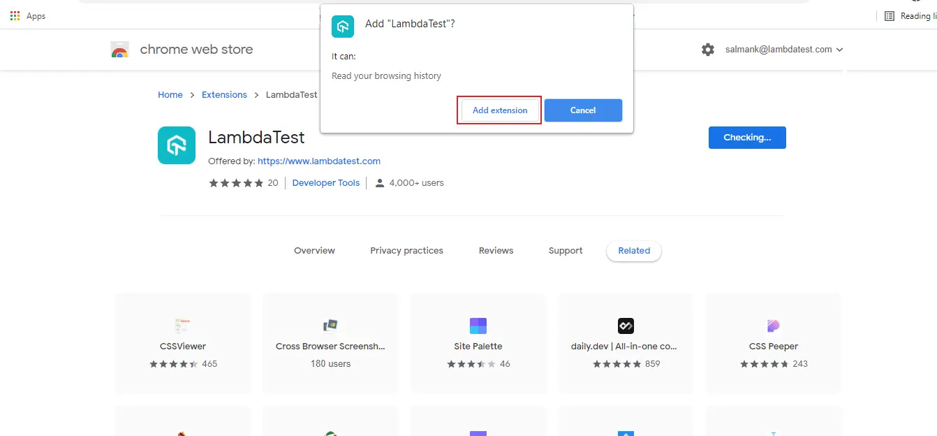 Add LambdaTest Chrome Extension